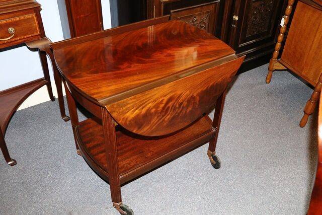 Quality Mahogany Drop side Tea Trolley with Drawer 