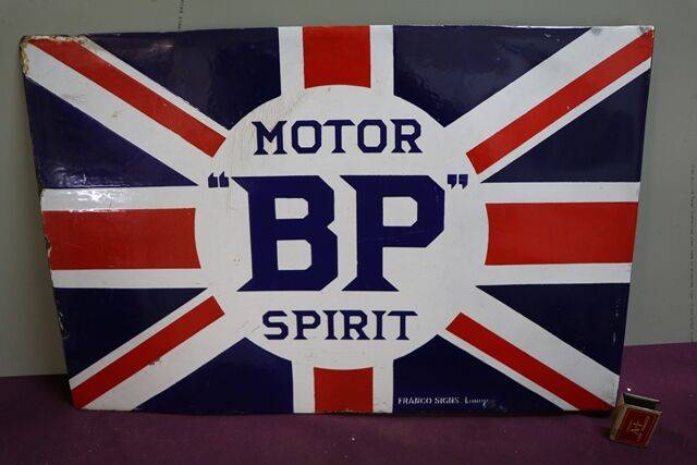 A BP Motor Spirit Union Jack Double Sided Enamel Sign 