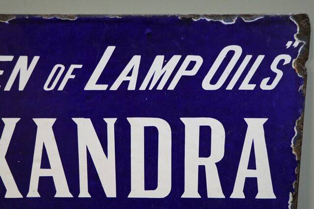 Early and Rare Antique Alexandra Oil Double Sided Enamel Sign 