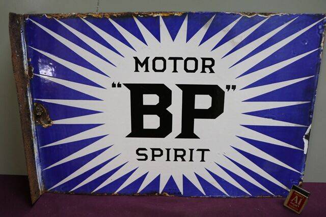 Early BP Motor Spirit Double Sided Enamel Sign 