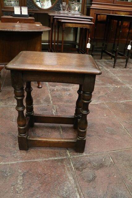 C20th Turned Leg Joint Stool with Stretcher Base 