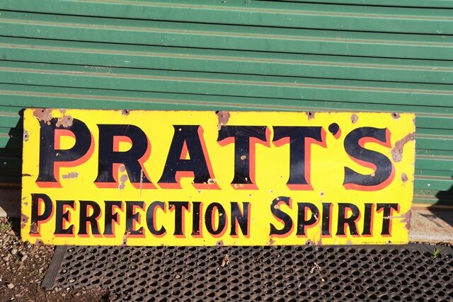 Early Prattand39s Perfection Spirit Enamel Advertising Sign 