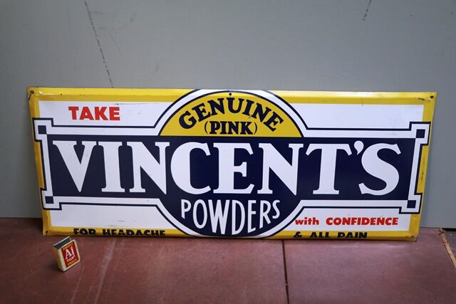 Lovely Vintage Vincentand39s Powers Tin Advertising Sign 