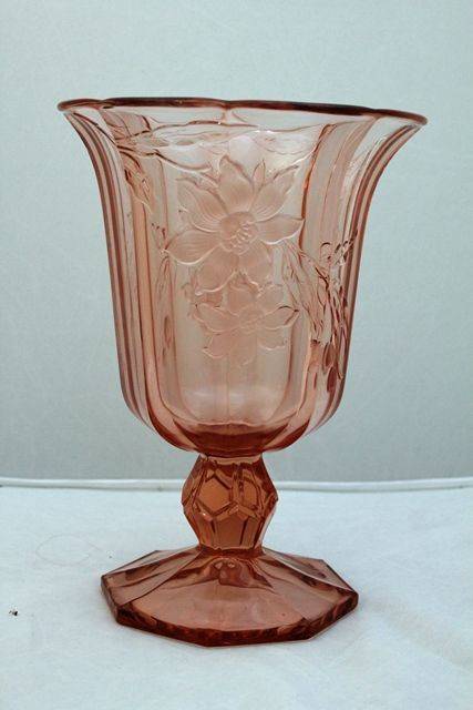 1920 S Art Deco Pressed Glass Vase Xxxx Antique Complex