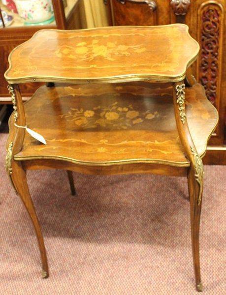 19th Century French Walnut and Marquetry Etagere