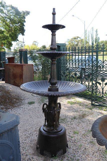 3 Tiered Cast Iron Heron Fountain 