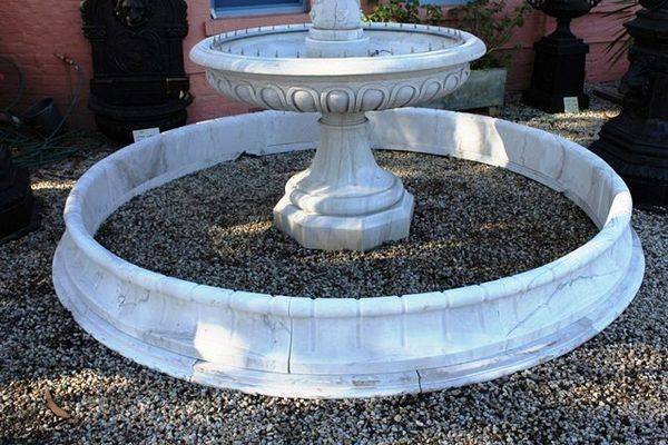 A Marble Single Bowl Fountain Pond  Surround