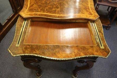 A Superb High Victorian Burr Walnut Sewing Work Table With Gilt Mounts