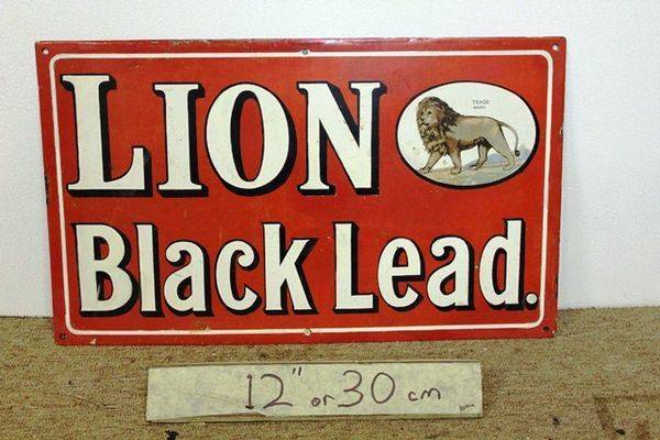 A Vintage Lion Black Lead  Pictorial Enamel Sign
