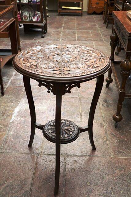 Antique Carved Walnut Occasional Table 