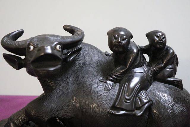 Antique Chinese Carved Wooden Figurine Modelled as Water Buffalo 