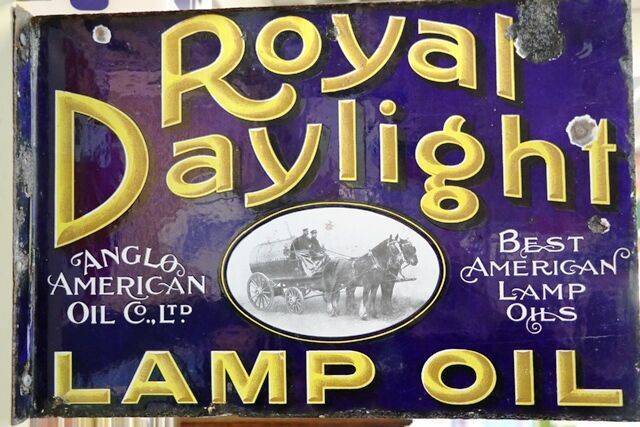 Antique Daylight Part Pictorial Double Sided Enamel Sign 