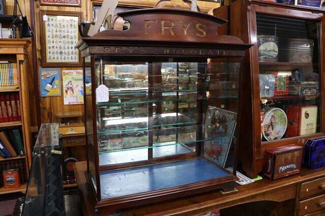 Antique Frys Chocolate Counter Top Dispensing Cabinet 
