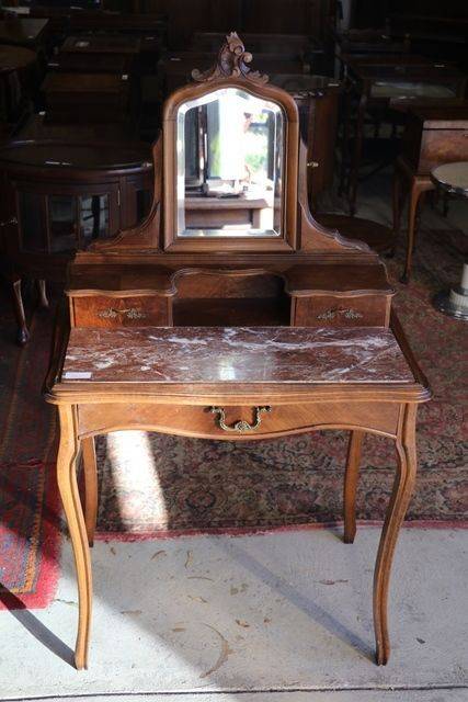 Antique French Walnut Marble Top Dressing Table Xxxx Antique