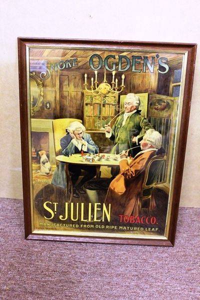 Antique St Julian Tobacco Framed Advertising Sign 