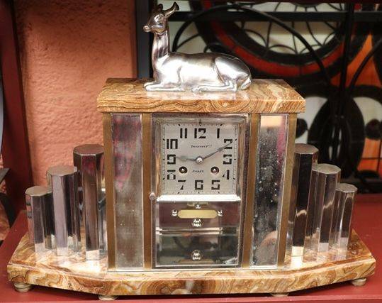 Art Deco Marble 8 Day Mantel Clock 
