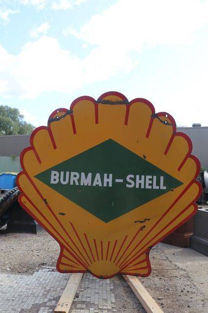 Burmah Shell Double Sided Enamel Advertising Sign 