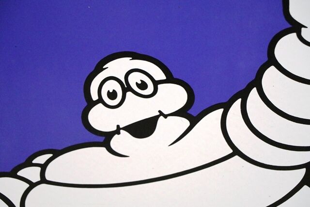 Classic Michelin Bibendum Pictorial Double Enamel Adv Sign 