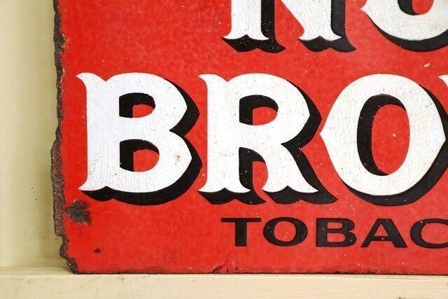 Early Adkins Nut Brown Tobacco Double Sided Enamel Sign 