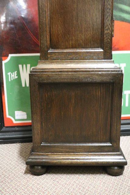 Early C20th Brass Face 8 Day Westminster Oak Grandmother Clock  