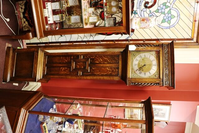 Early C20th Oak Long Case Clock Brass Square Dial 