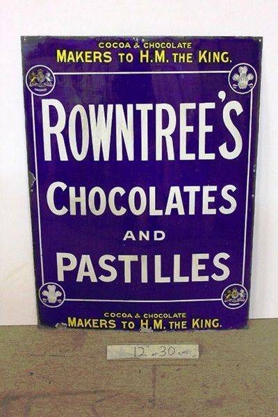 Early Rowntrees Chocolates + Pastilles Enamel Sign