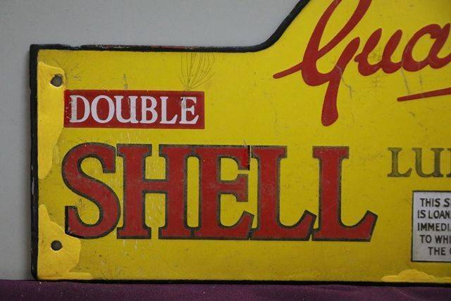 Early Shell Harbor Bridge Double Guaranteed Enamel Sign 