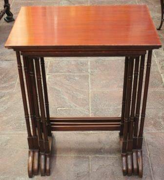 Edwardian Mahogany Nest of Four Tables with Satinwood Inlay