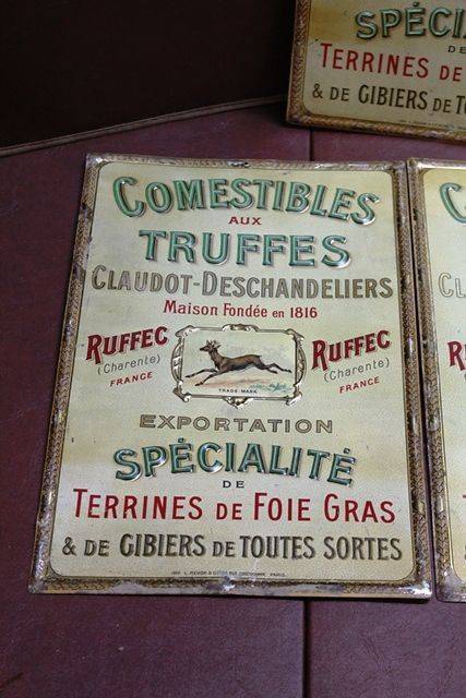 Embossed French Tin Grocery Advertising Signs