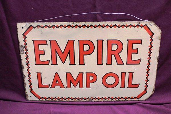 Empire Lamp Oil Double Sided Enamel Sign 