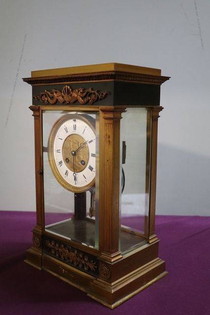 French La Haye 4 Beveled Glass Bronze Crystal Regulator Clock 