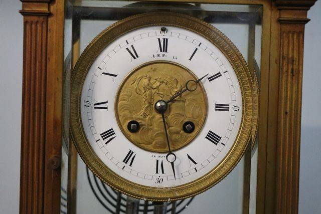 French La Haye 4 Beveled Glass Bronze Crystal Regulator Clock 