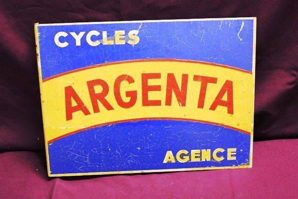 French Tin Argenta Cycles Post Mount Sign