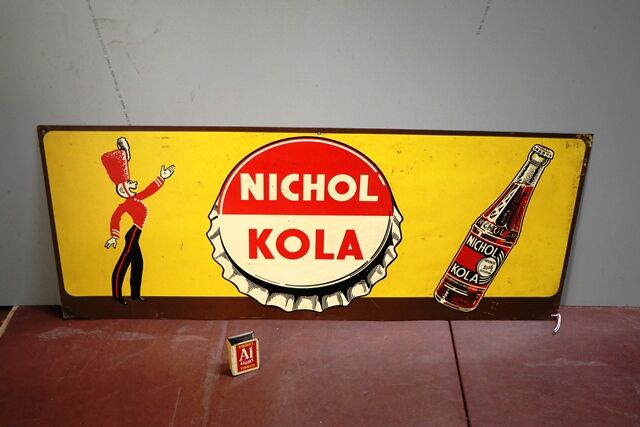 Genuine American Nichol Kola Pictorial Tin Advertising Sign 