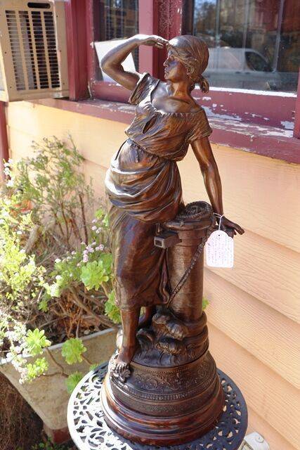 Genuine Antique Bronzed Spelter Female Figure 