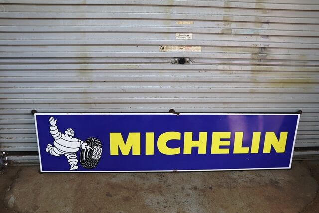 Genuine Vintage Michelin Bibendum Strip Enamel Sign 