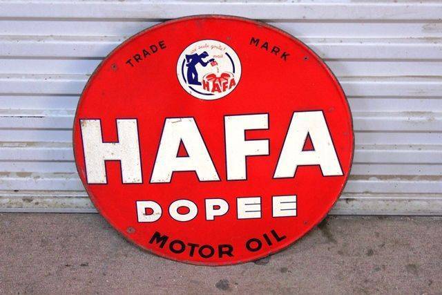 Hafa Motor Oil Embossed Tin Advertising Sign