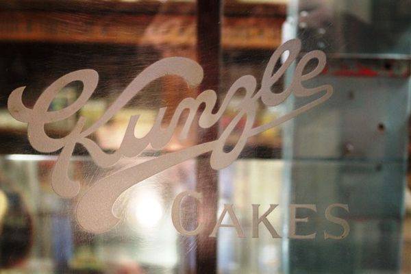 Kunzle Cakes Advertising Display Cabinet With Etched Glass
