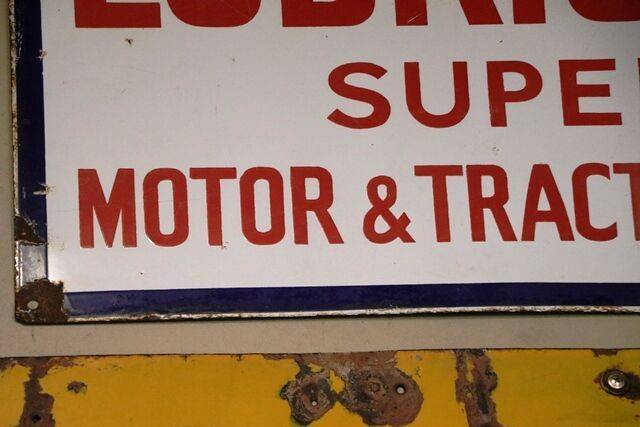 Lubricine Super Motor + Tractor Oils Agent Enamel Sign  