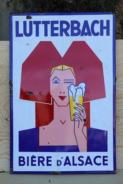 Lutterbach Biere Dand39Alsace  Enamel French Beer Advertising Sign  