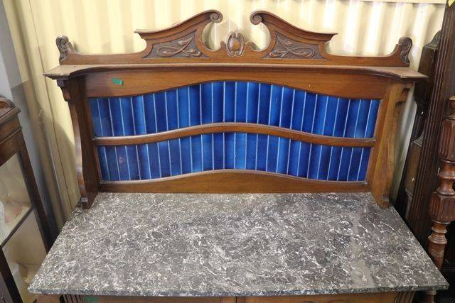 Marble Top Washstand with Blue Tiles inserts