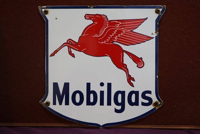 Mobilgas Enamel Advertising Sign 