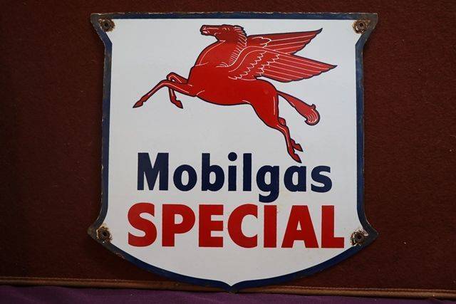 Mobilgas Special Enamel Advertising Sign 