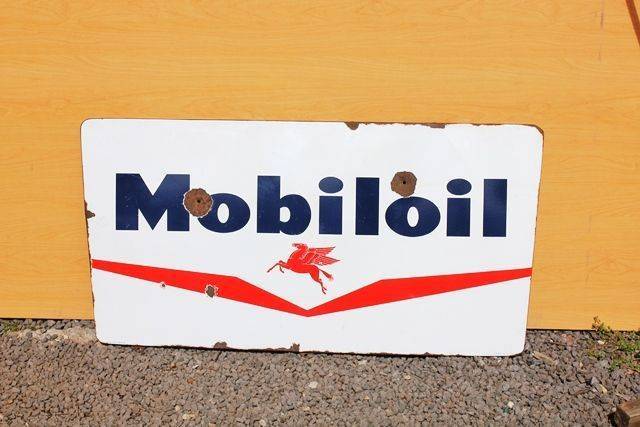 Mobiloil Enamel Advertising Sign