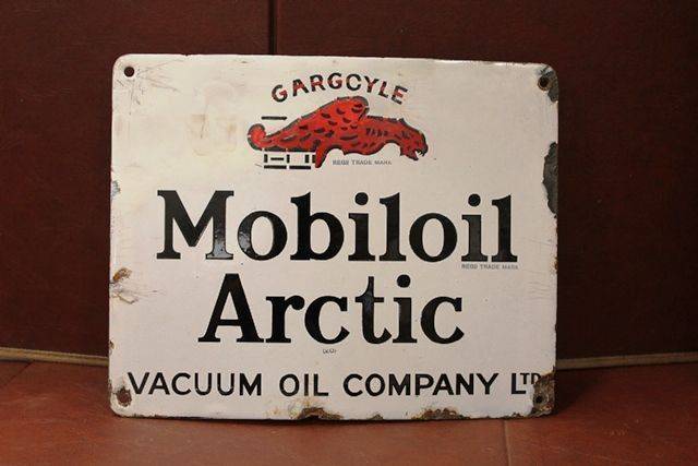 Mobiloil Gargoyle Enamel Advertising Sign 