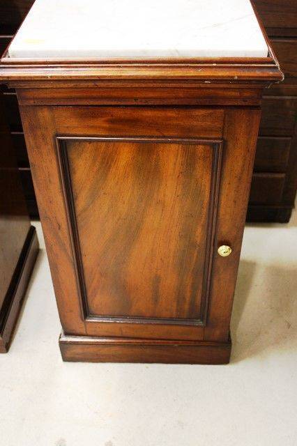 Pair Of Marble Topped Mahogany Pot Cupboards C186070