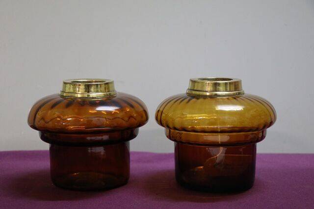 Vintage amber top glass oil lamp