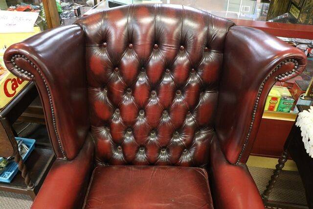 Pair of WingBack Leather Covered Armchairs