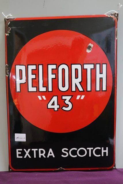 Pelforth 43 Extra Scotch Enamel Advertising Pub Sign 