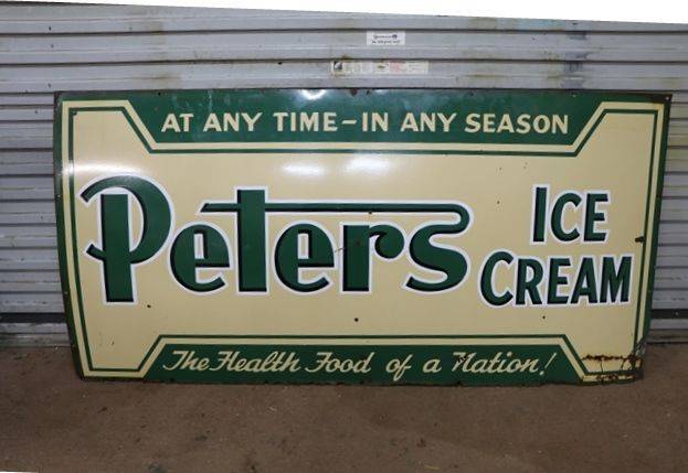 Peters Ice Cream Enamel Advertising Sign  